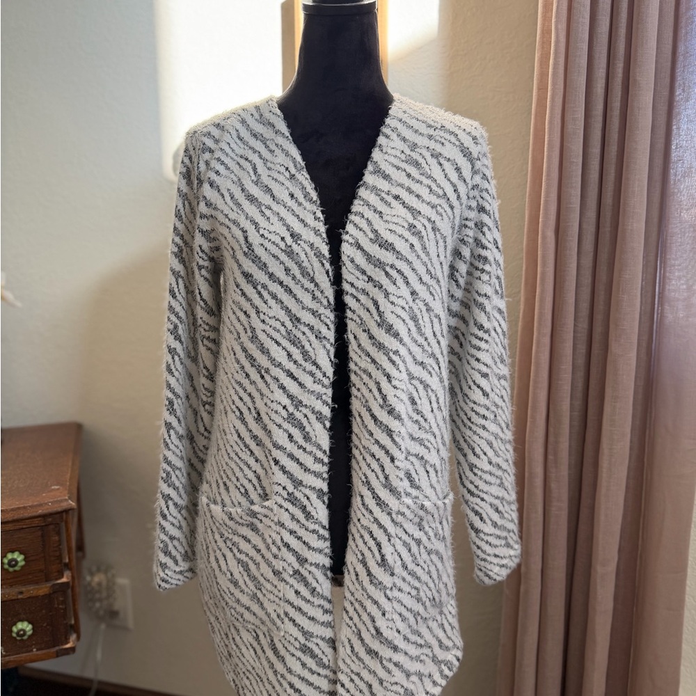 Maurices Monochrome Zebra Print Cardigan